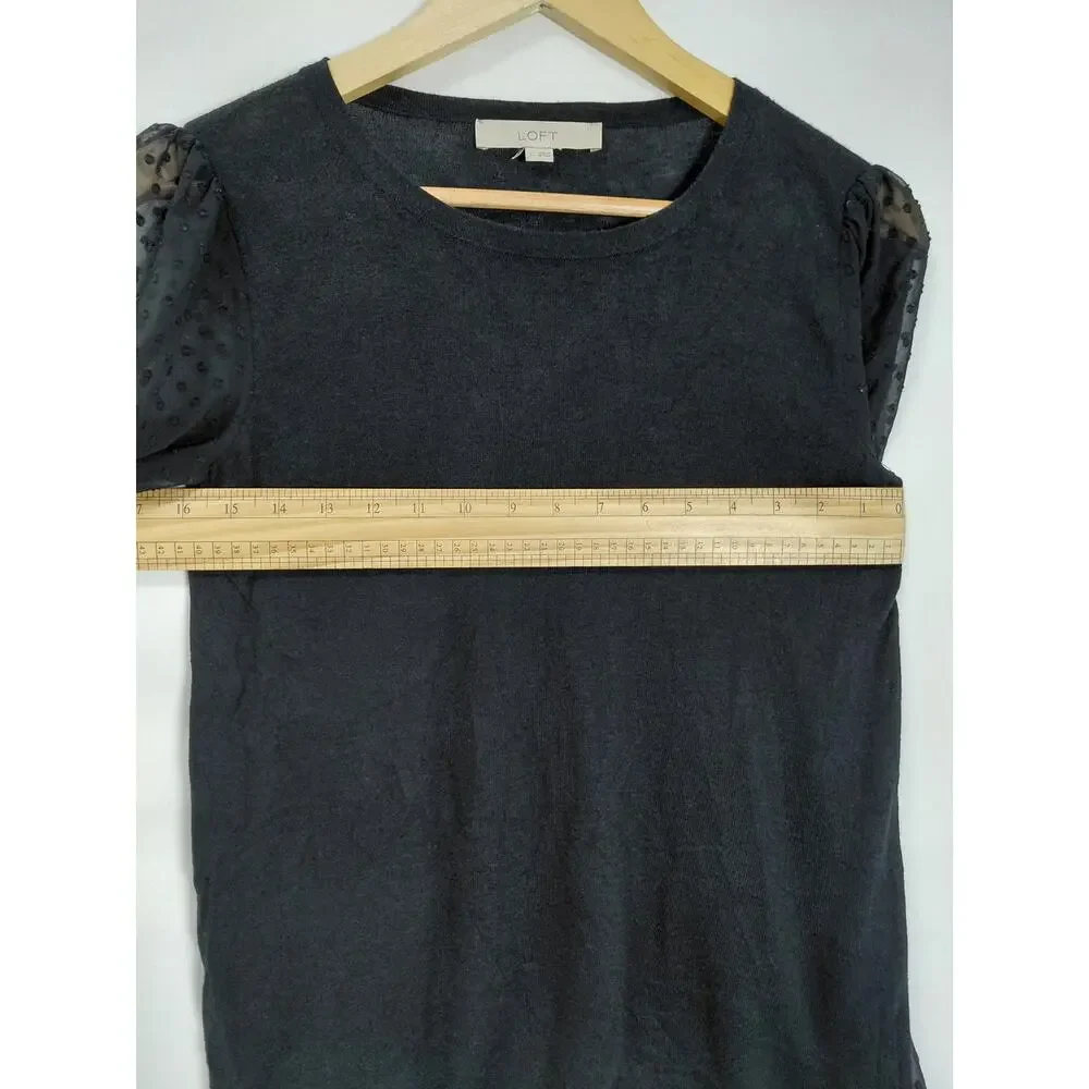 Loft Wool Blend Black Long Sleeve Top Women Size S